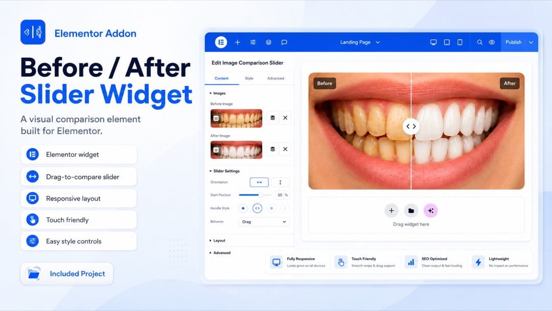 Before / After Slider — drag-to-compare Elementor widget
