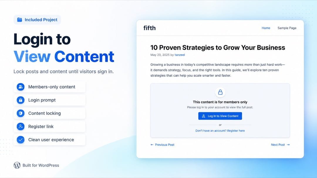 Login to View Content — lock posts until visitors sign in